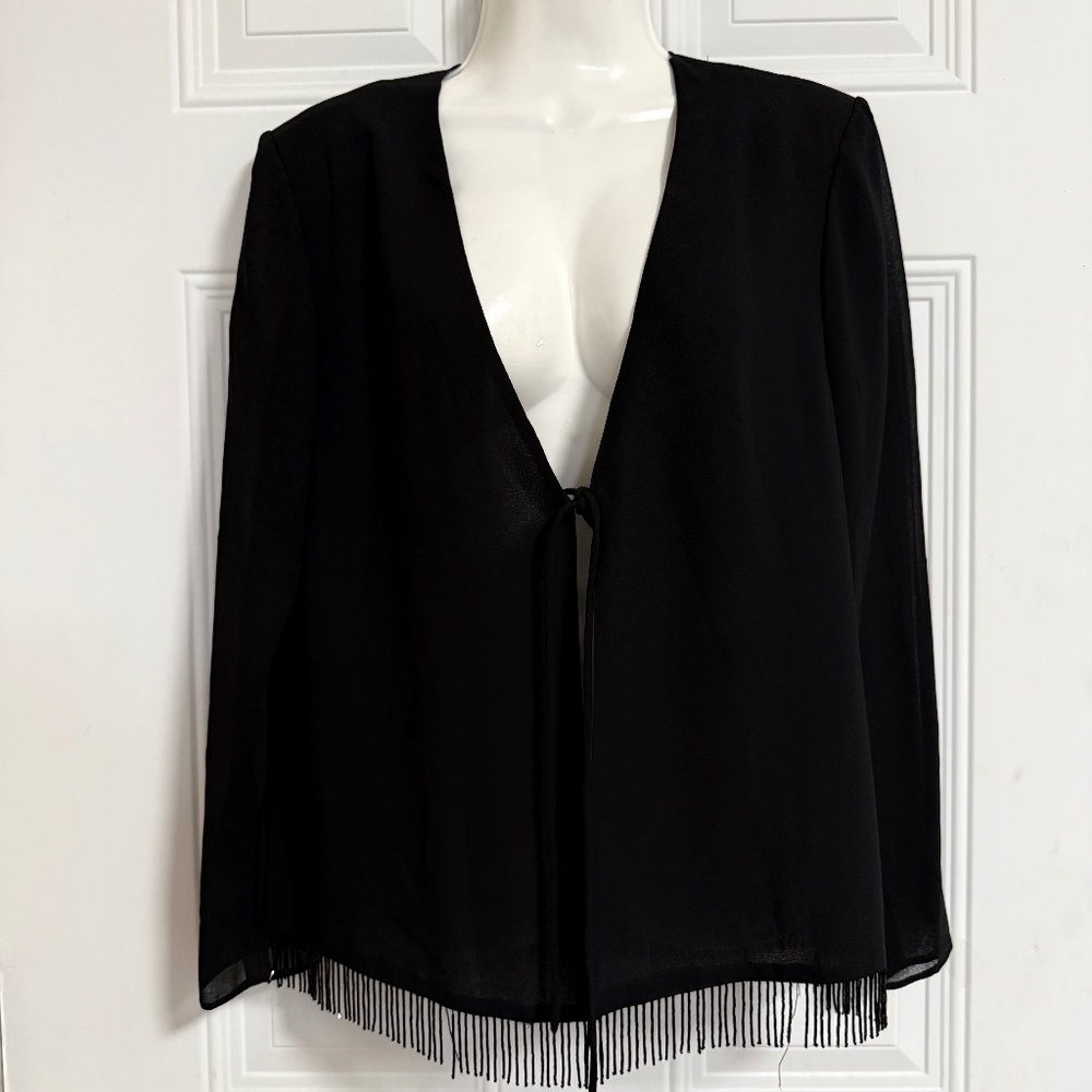 R&M Richard Open Front Jacket SZ 8 Beaded Fringe Glam Night‎ Out